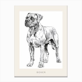 Boxer Dog Line Sketch 3 Poster Canvas Print