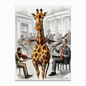 Giraffe Playing Violin Canvas Print