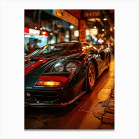 Black Sports Car At Night Canvas Print