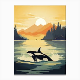 Orange & Grey Orca At Sunset Canvas Print