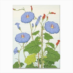 Asagao Morning Glory 4 Vintage Japanese Botanical Canvas Print