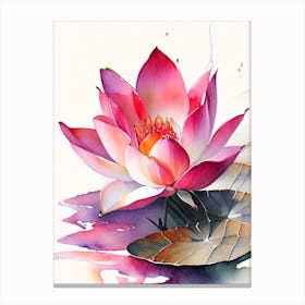 Red Lotus Watercolour 2 Canvas Print