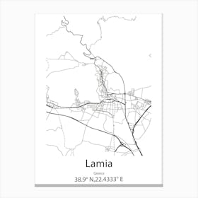 Lamia,Greece Minimalist Map Canvas Print