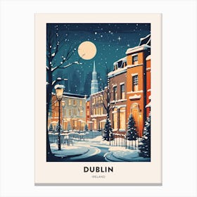Winter Night  Travel Poster Dublin Ireland 2 Canvas Print