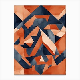 Geometric Terracotta Navy No Art Print 1 Canvas Print