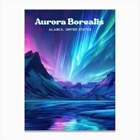 Aurora Borealis Alaska Northern Lights Travel Art Canvas Print