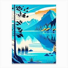Crystal Clear Blue Lake Landscapes Waterscape Midcentury 1 Canvas Print