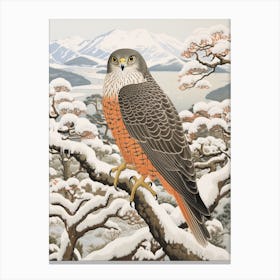 Winter Bird Painting Falcon 8 Canvas Print