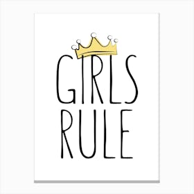 Girls Rule Kids Quote Canvas Print