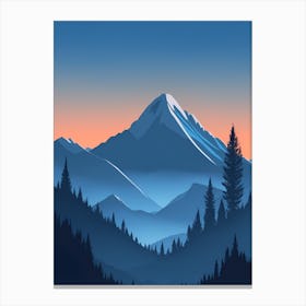Misty Mountains Vertical Composition In Blue Tone 217 Canvas Print