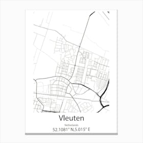 Vleuten,Netherlands Minimalist Map Canvas Print