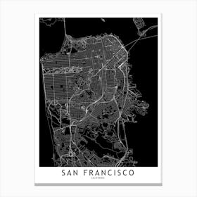 San Francisco Black And White Map Canvas Print