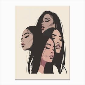 Three Girls With Long Hair Canvas Print