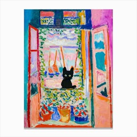 Matisse  Inspired Open Window Cat Canvas Print