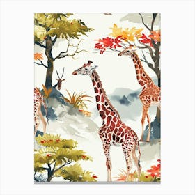 Giraffe Watercolour Pattern 1 Canvas Print