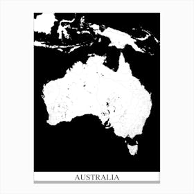Australia White Black Map Canvas Print