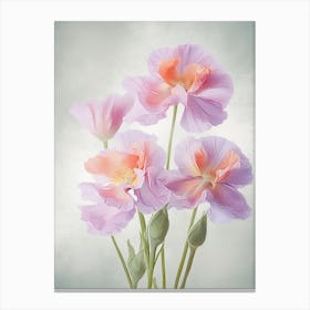 Iris Flowers Acrylic Painting In Pastel Colours 3 Canvas Print