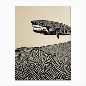 Basking Shark II Linocut Canvas Print
