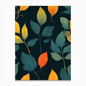 Autumn Leaves Seamless Pattern 10 Canvas Print