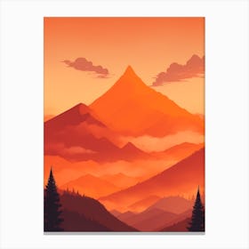 Misty Mountains Vertical Composition In Orange Tone 225 Canvas Print