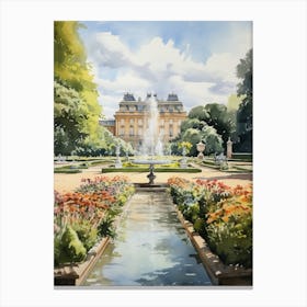 Versailles Gardens France Watercolour Painting 4  Canvas Print