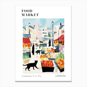 The Food Market In London 4 Illustration Poster Canvas Print