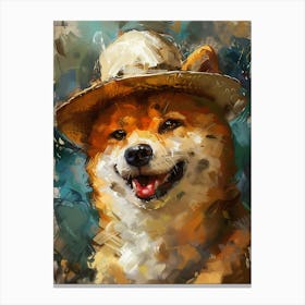 Oil Painting Smiling Shiba Inu 1 Canvas Print