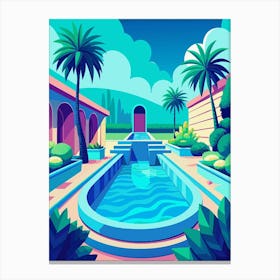 Pool And Palm Trees art print Canvas Print