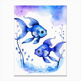 Twin Goldfish Watercolor Painting (18) Canvas Print