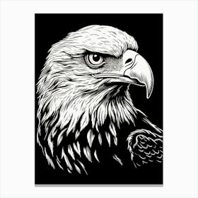 B&W Bird Linocut Bald Eagle 1 Canvas Print
