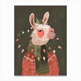 Festive Glow Llama Canvas Print