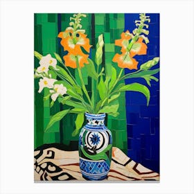 Flowers In A Vase Still Life Painting Larkspur 3 Canvas Print
