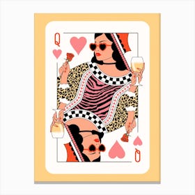 Queen Of Hearts Gold - Champaign and Roses Canvas Print