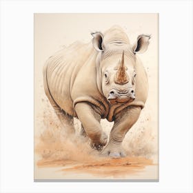 Action Illustration Of Rhinos Running 2 Canvas Print