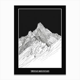 Tryfan Mountain Line Drawing 6 Poster Canvas Print