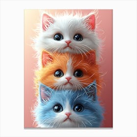 Cute Cats Stacked Together 2 Canvas Print