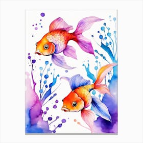 Twin Goldfish Watercolor Painting (107) Canvas Print