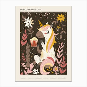 Unicorn Eating Popcorn Muted Pastels 3 Poster Canvas Print