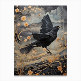 Blackbird 3 Gold Detail Painting Canvas Print