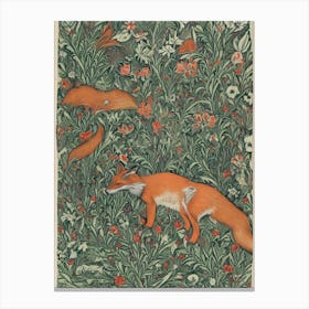 Foxes In The Meadow Canvas Print