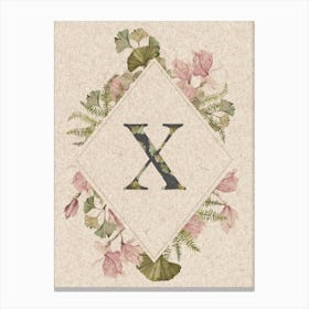 Floral Monogram X Canvas Print