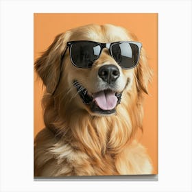 Golden Retriever Wearing Sunglasses.Generated AI. Art Print Canvas Print