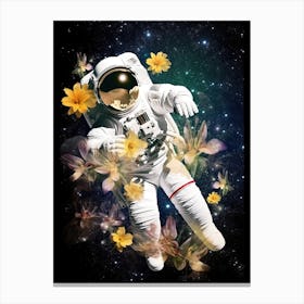 Astronaut With A Bouquet Of Flowers 5 Canvas Print
