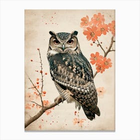 Burmese Fish Owl Japanese Painting 1 Canvas Print