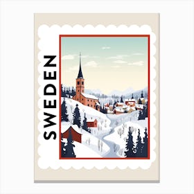 Retro Winter Stamp Poster Kiruna Sweden 2 Canvas Print