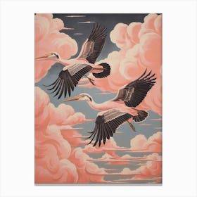 Vintage Japanese Inspired Bird Print Pelican Canvas Print