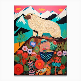Maximalist Animal Painting Marmot 1 Canvas Print