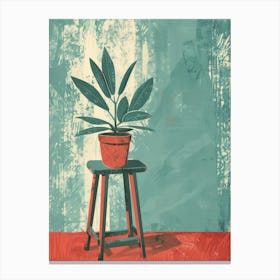 Potted Plant On A Stool 1 Canvas Print