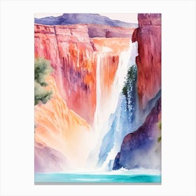 Havasu Falls, United States Water Colour  (2) Canvas Print