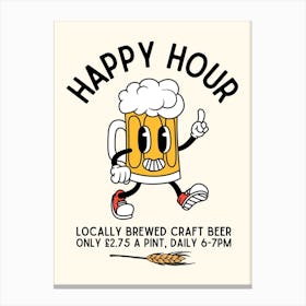 Happy Hour Retro Character Canvas Print